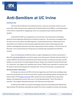 Anti-Semitism at UC Irvine