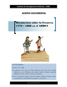 ACERVO DOCUMENTAL Documentos Sobre La Frontera 1772