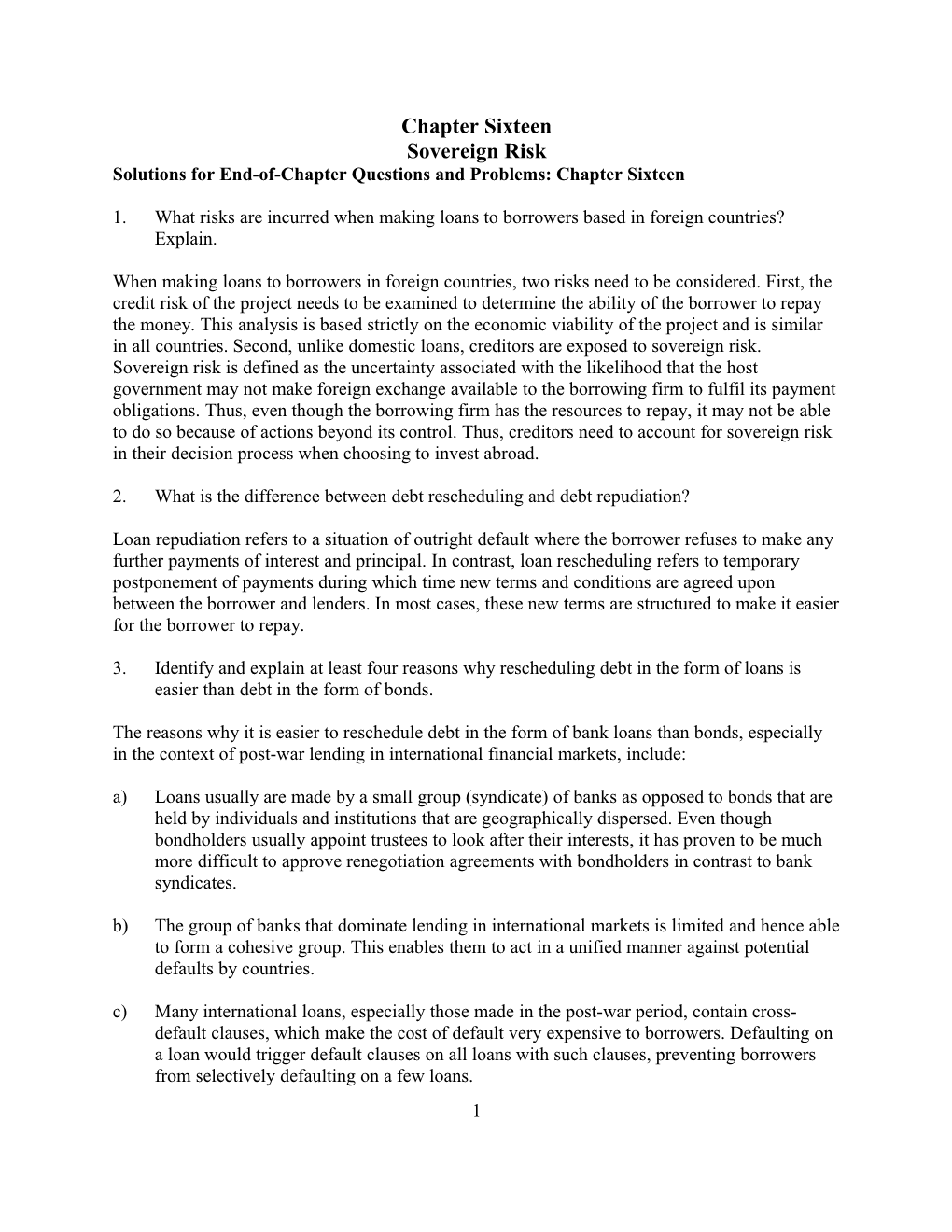 Discussion Questions And Problems For Chapter 16