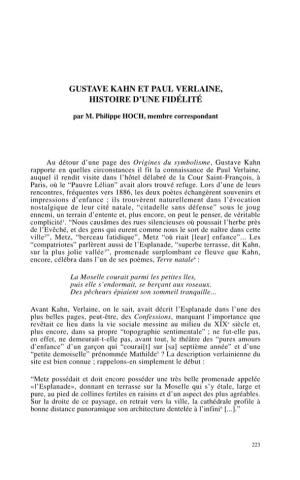 Gustave Kahn Et Paul Verlaine, Histoire D'une Fidélité