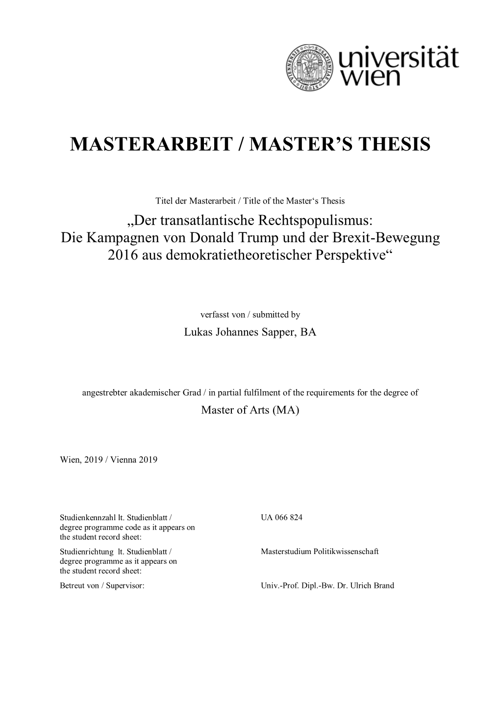 Masterarbeit / Master's Thesis