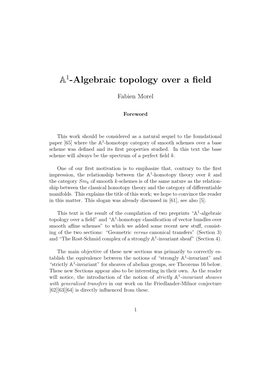 A1 -Algebraic Topology Over a Field