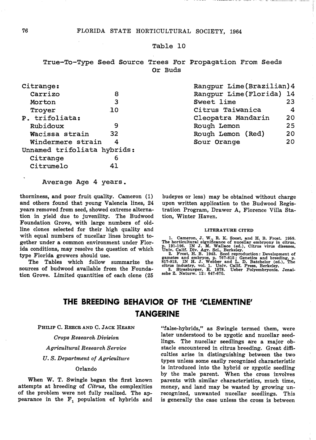 The Breeding Behavior of the 'Clementine' Tangerine