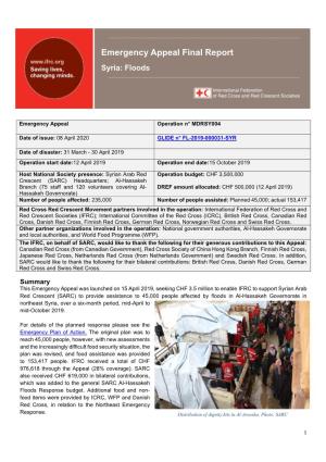Emergency Appeal Final Report Syria: Floods
