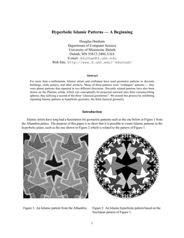Hyperbolic Islamic Patterns — a Beginning