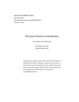 The Kyoto School: an Introduction