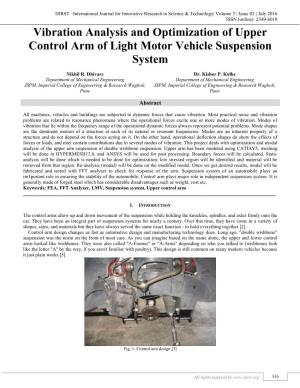 Vibration Analysis and Optimization of Upper Control Arm of Light Motor Vehicle Suspension