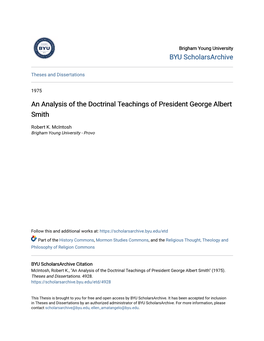 An Analysis of the Doctrinal Teachings of President George Albert Smith