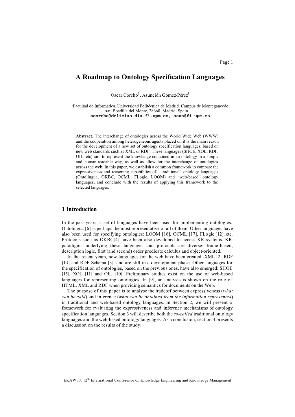 A Roadmap to Ontology Specification Languages