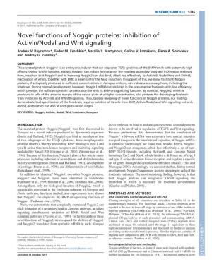 Inhibition of Activin/Nodal and Wnt Signaling Andrey V