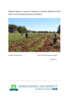 Strategic Options to Improve Livelihoods in Ganspan Settlement, South Africa: Current Cropping Practices and Options