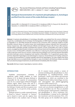 Biological Characterization of a Myotoxin Phosphoplipase A2 Homologue Er