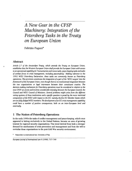 Integration of the Petersberg Tasks in the Treaty on European Union