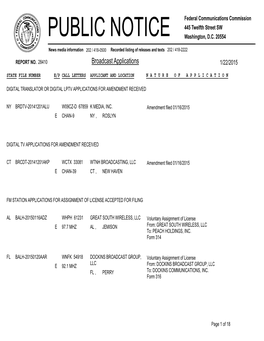 Broadcast Applications 1/22/2015