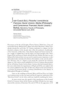 Francesc Xavier Llorens I Barba (Philosophy and Conscience: Francesc Xavier Llorens I Barba), Barcelona, Faculty of Philosophy