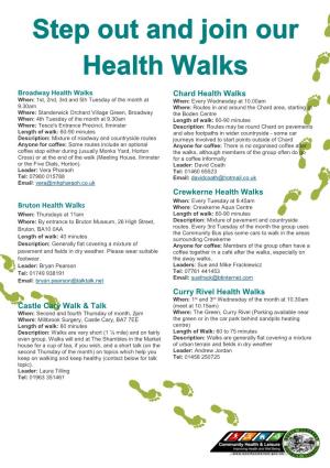 Bruton Health Walks Castle Cary Walk & Talk Chard Health Walks