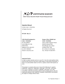 XL-7 Operation Manual (Revison D)