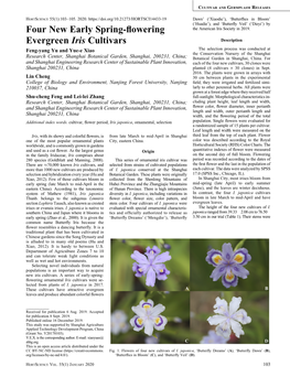 Four New Early Spring-Flowering Evergreen Iris Cultivars