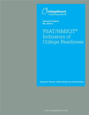 PSAT/NMSQT Indicators of College Readiness