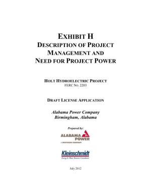 Exhibit H Description of Project Management and Need for Project Power