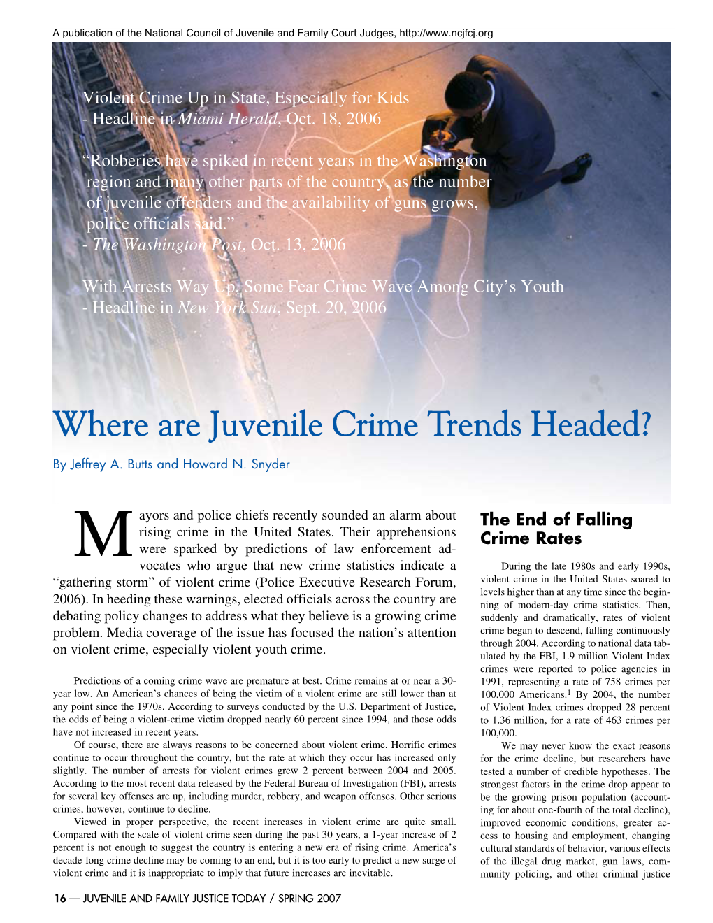 Where Are Juvenile Crime Trends Headed?