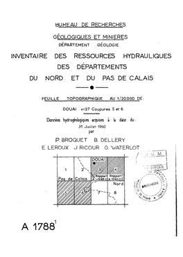 A 1788 BUREAU DE RECHERCHES Inventaire Des Ressourcea Hydrauliques
