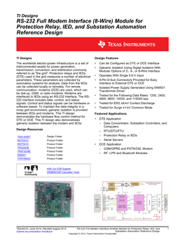 RS-232 Full Modem Interface (8-Wire) Module for Protection Relay, IED, and Substation Automation Reference Design