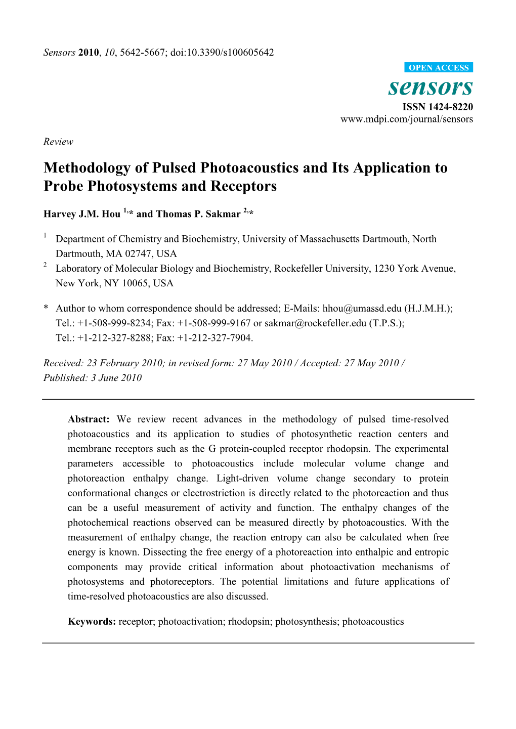 Methodology of Pulsed Photoacoustics and Its Application to Probe Photosystems and Receptors