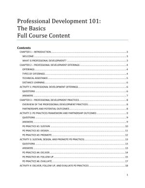 Professional Development 101: the Basics Full Course Content