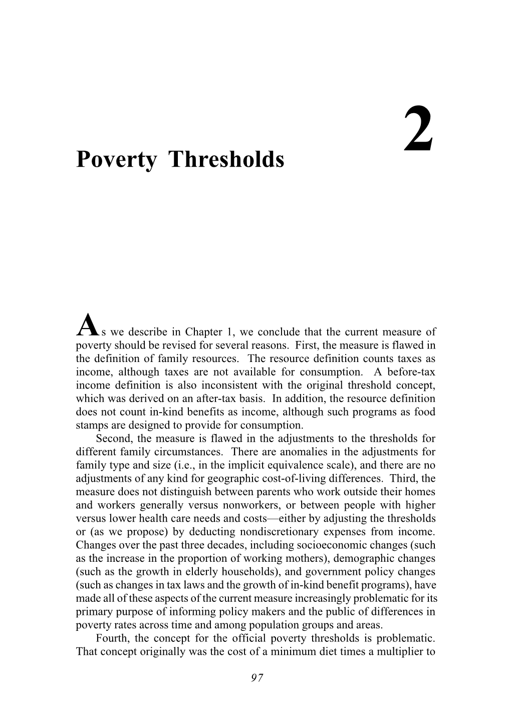 Chapter 2. Poverty Thresholds