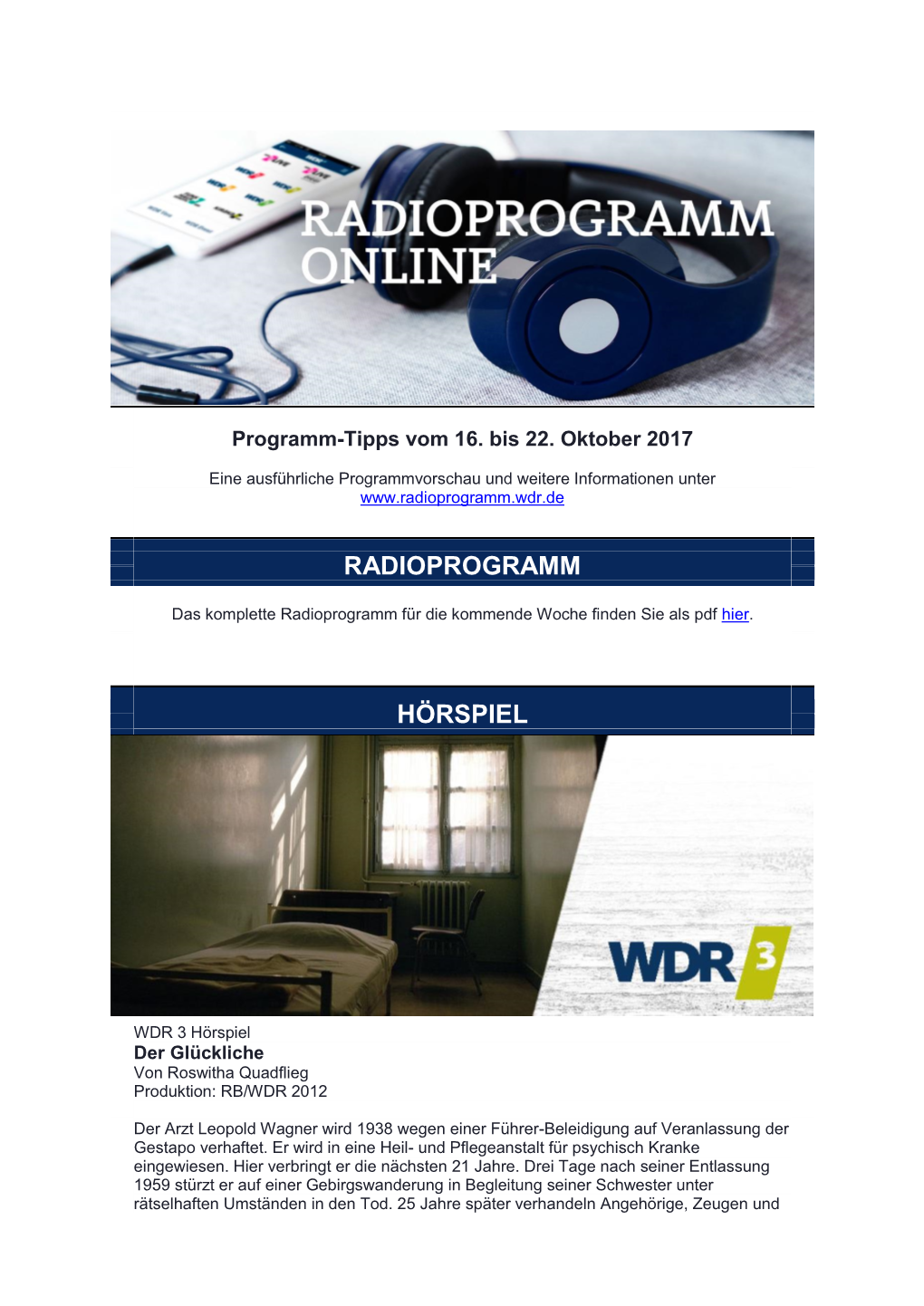 Radioprogramm Hörspiel