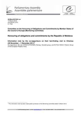 Honouring of Obligations and Commitments by the Republic of Moldova