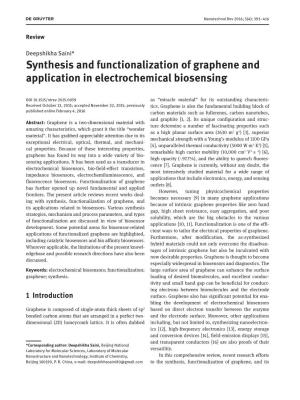 Synthesis and Functionalization of Graphene and Application in Electrochemical Biosensing