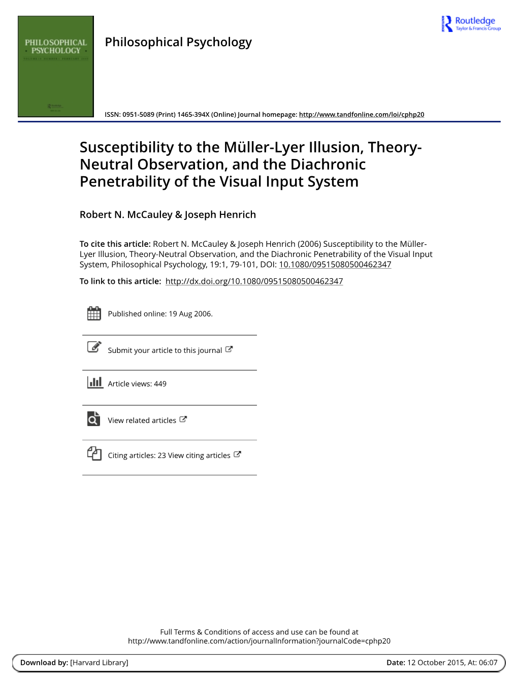 Susceptibility to the Müller-Lyer Illusion, Theory- Neutral Observation, and the Diachronic Penetrability of the Visual Input System