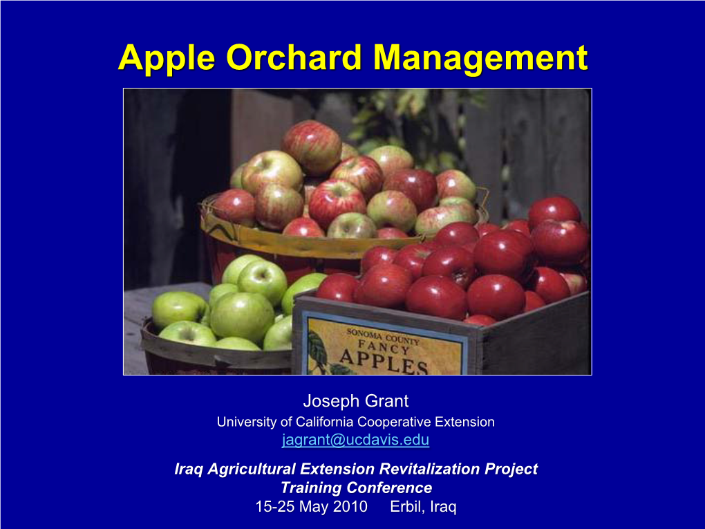Apple Orchard Management Joseph Grant University