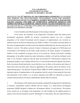 F.No. 3/40/2009-PP-I GOVERNMENT of INDIA MINISTRY of MINORITY AFFAIRS