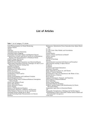 List of Articles