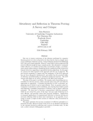 Metatheory and Reflection in Theorem Proving: a Survey and Critique