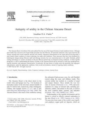 Antiquity of Aridity in the Chilean Atacama Desert