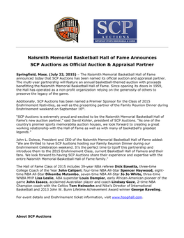 Naismith Memorial Basketball Hall of Fame Announces Partnership with U