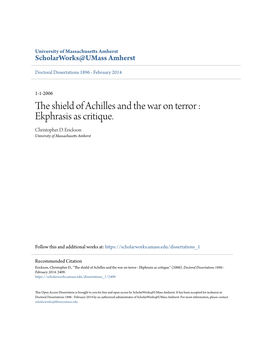 The Shield of Achilles and the War on Terror : Ekphrasis As Critique