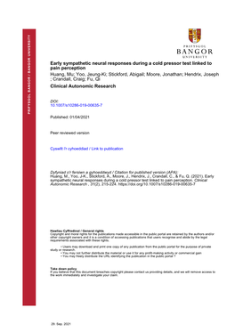 Early Sympathetic Neural Responses During a Cold Pressor Test Linked To