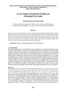 A Case Study of Sanitation Problem in Firozabad City, India