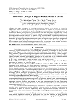 Phonotactic Changes in English Words Natized in Dholuo