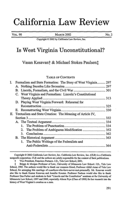 Is West Virginia Unconstitutional?