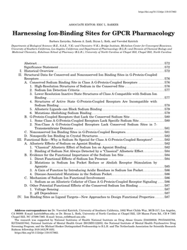 Harnessing Ion-Binding Sites for GPCR Pharmacology