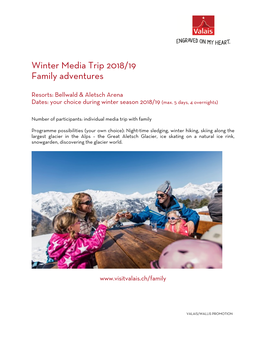 Winter Media Trip 2018/19 Family Adventures