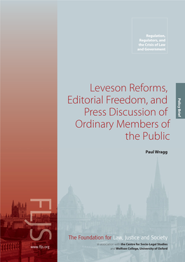 Leveson Reforms, Editorial Freedom, and Press Discussion of Ordinary Members of the Public