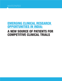 Emerging Clinical Research Opportunities in India