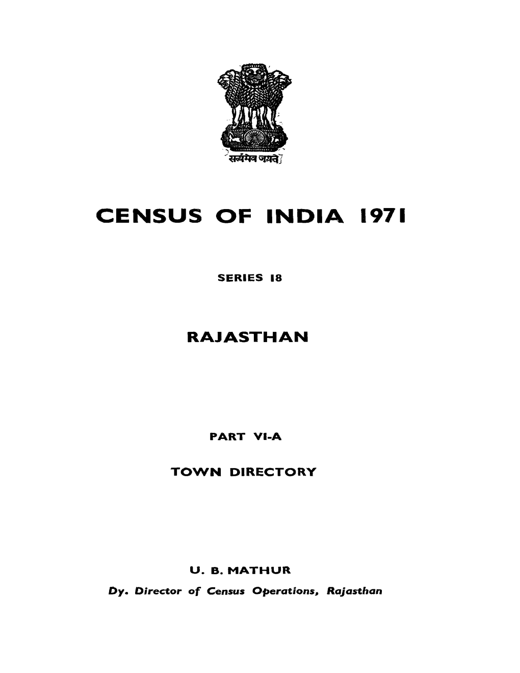 Town Directory, Part VI-A, Series-18, Rajasthan